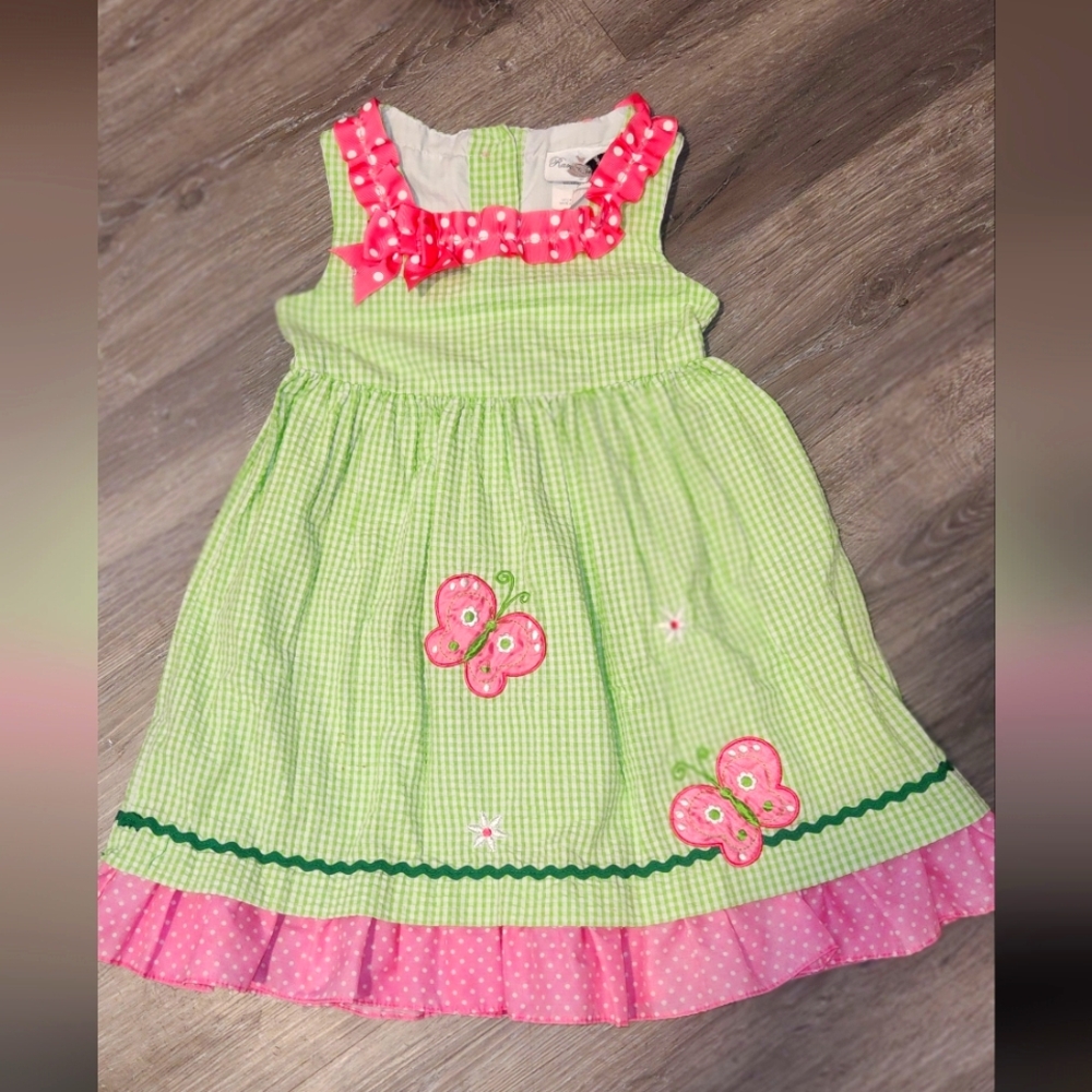 Rare Editions Green and Pink Butterfly Dress
